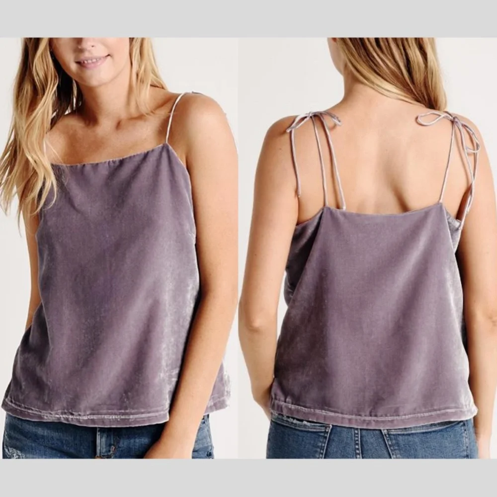 NWT $95 Cupcakes And Cashmere Janika Velvet Tank Top‎ Silver Mauve [ XS ]